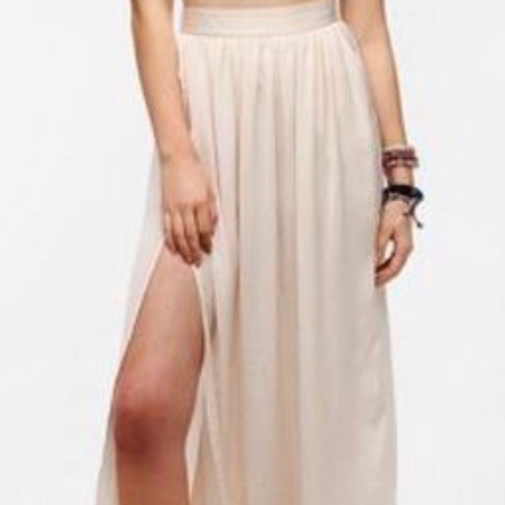 Cream silk maxi skirt